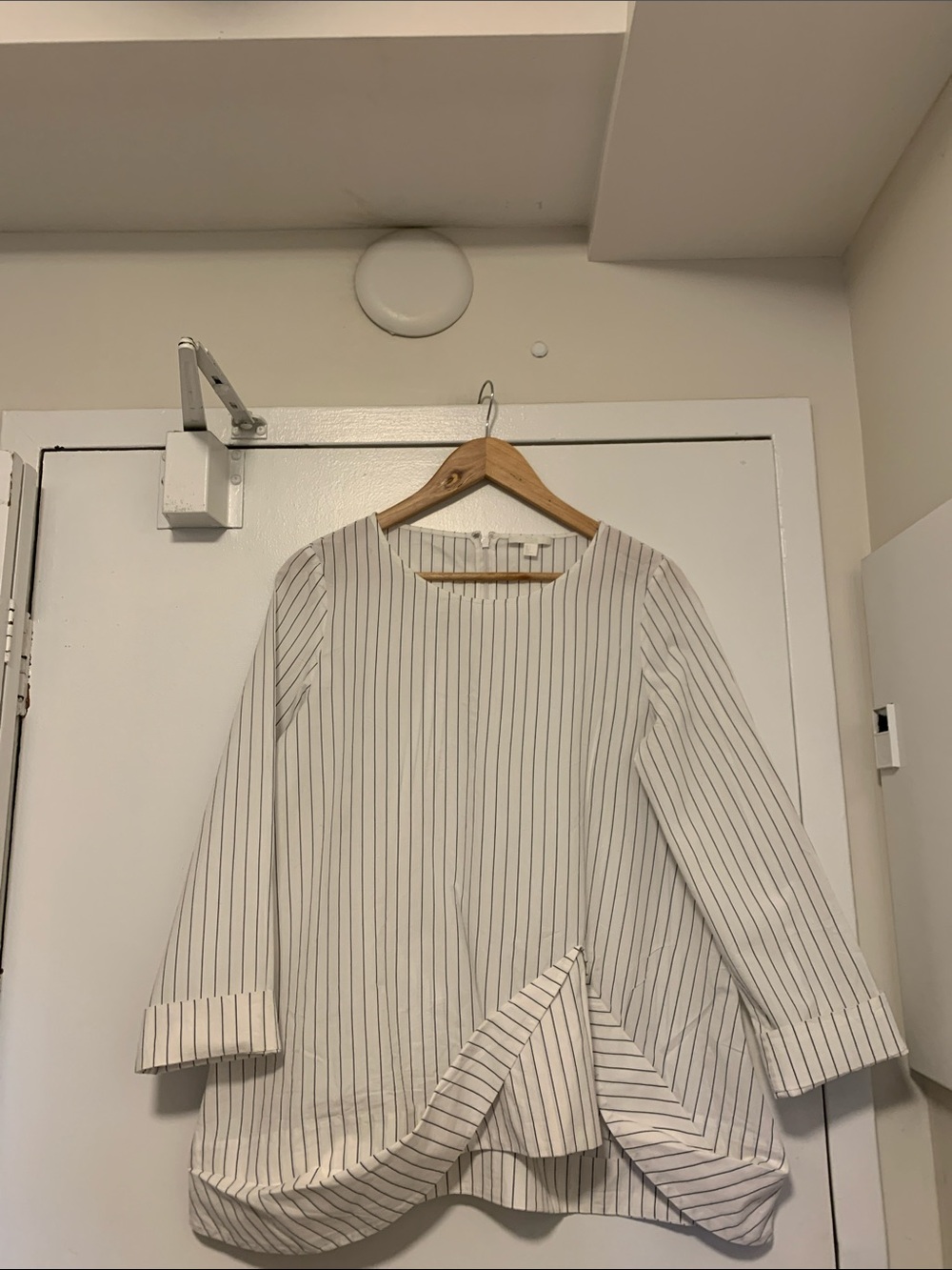 Women’s  Pinstripe Round-Neck Blouse